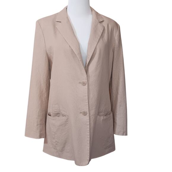 CHADWICKS Linen Blend Classic Blazer Jacket 14 Tan Khaki‎ Career Business Casual - Picture 10 of 11